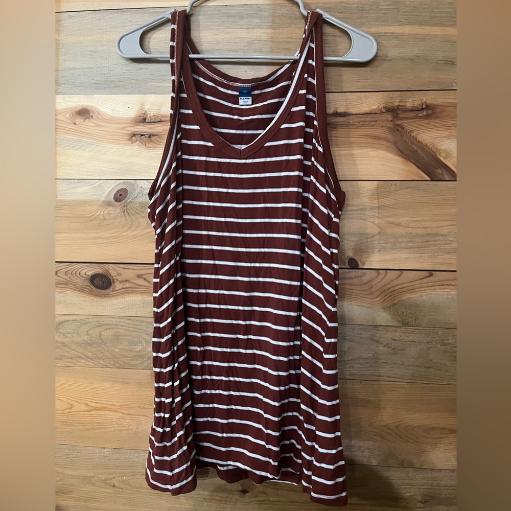 Old Navy Swing Tank brown with white stripes size 2X